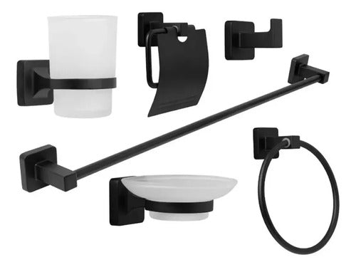 Kit Accesorios Baño x6 Piezas Negro Uduke HT2163