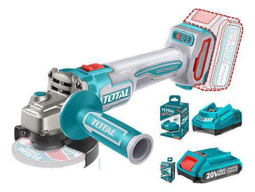 Pulidora Amoladora Inalambrica 4-1/2 Industrial + Bat 20v + C, Total Turquesa