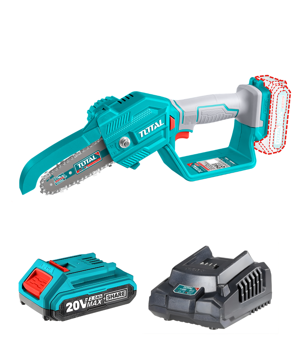 Motosierra Mini 5" 20V Total TGSLI20581 + Batería 2.0Ah + Cargador