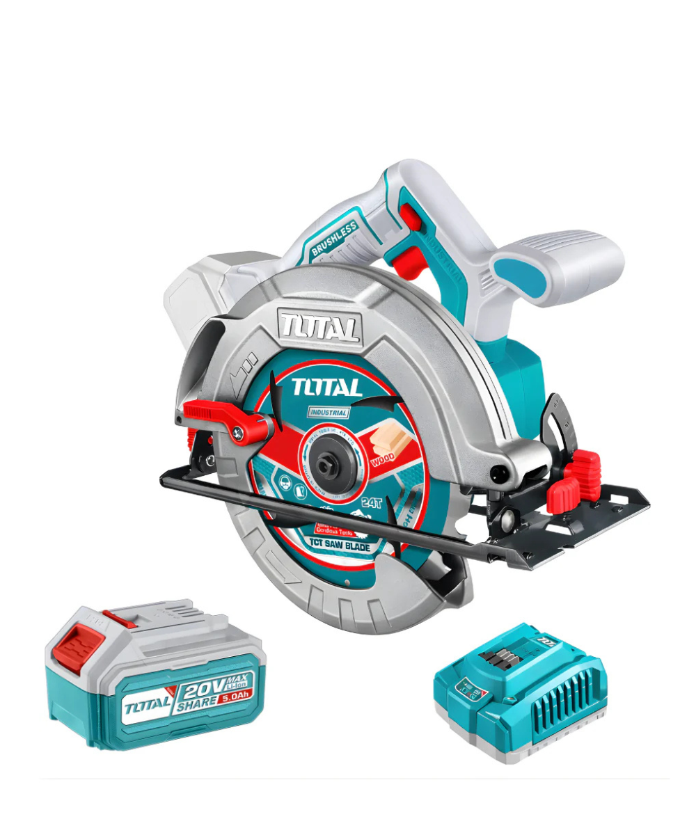Sierra Circular Inalámbrica 7-1/4" 20V Brushless Total + Batería 5.0Ah + Cargador UTSLI18513
