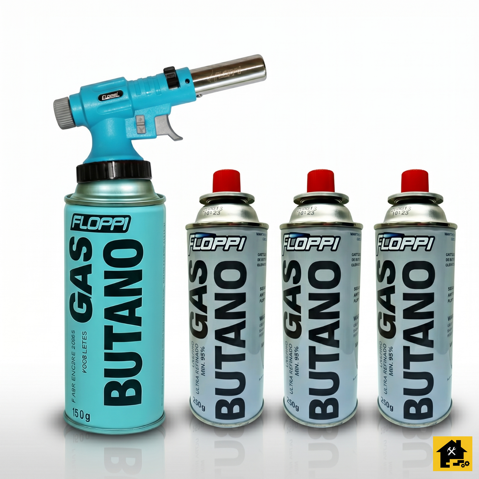 Recargador Gas 250g Floppi X 4 Tanques + Soplete