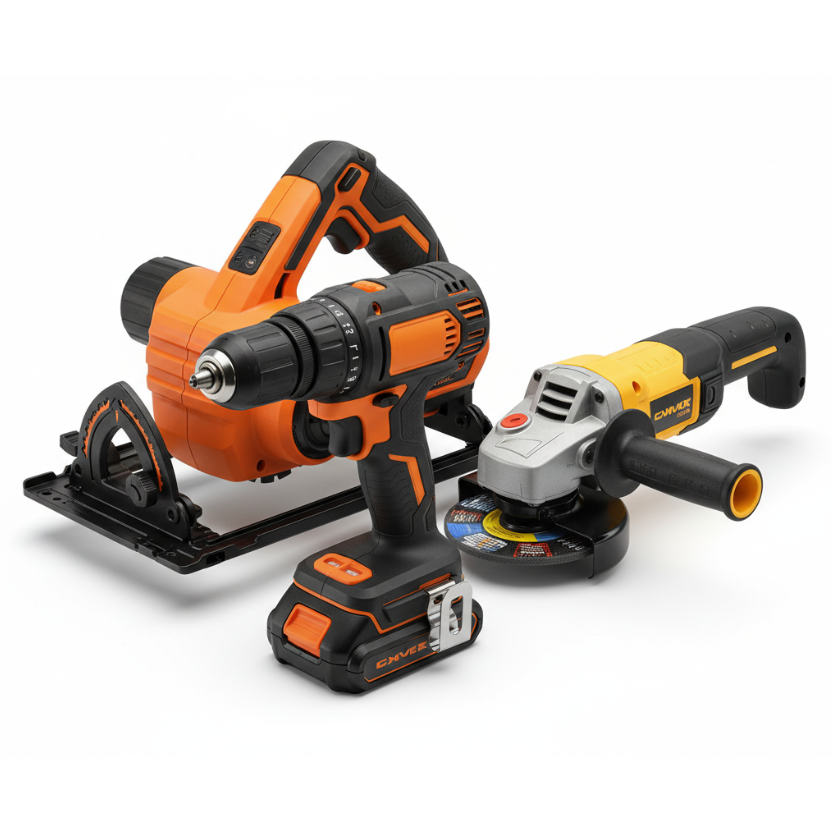 Genera una imagen que represente la coleccion denominada herramientas electricas, esta imagen debe ser en fondo blanco no debe terner textos ni logos. 