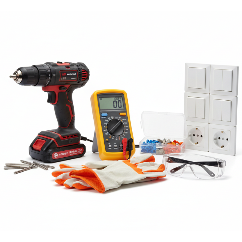 necesito una imagen para esta nueva coleccion, Para el Electricista, aqui encontrarán Multímetros

Taladros

Accesorios eléctricos

Seguridad la imagen deber ser con fondo blanco, sin textos y sin logos 